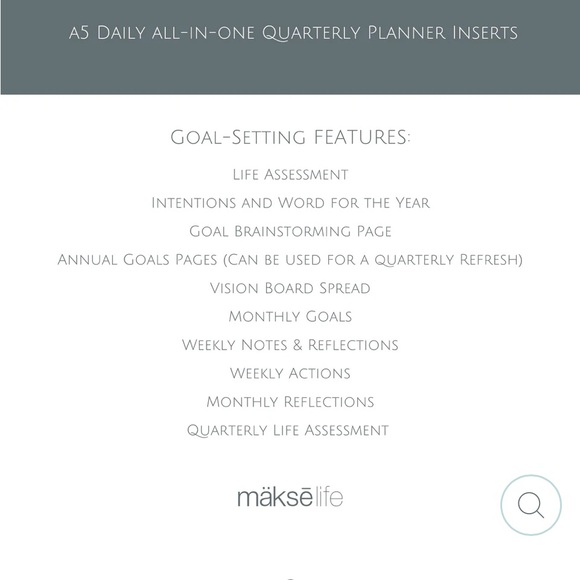 Makse Life A5 daily weekly quarterly goal setting inserts. Unpunched. - Picture 6 of 12